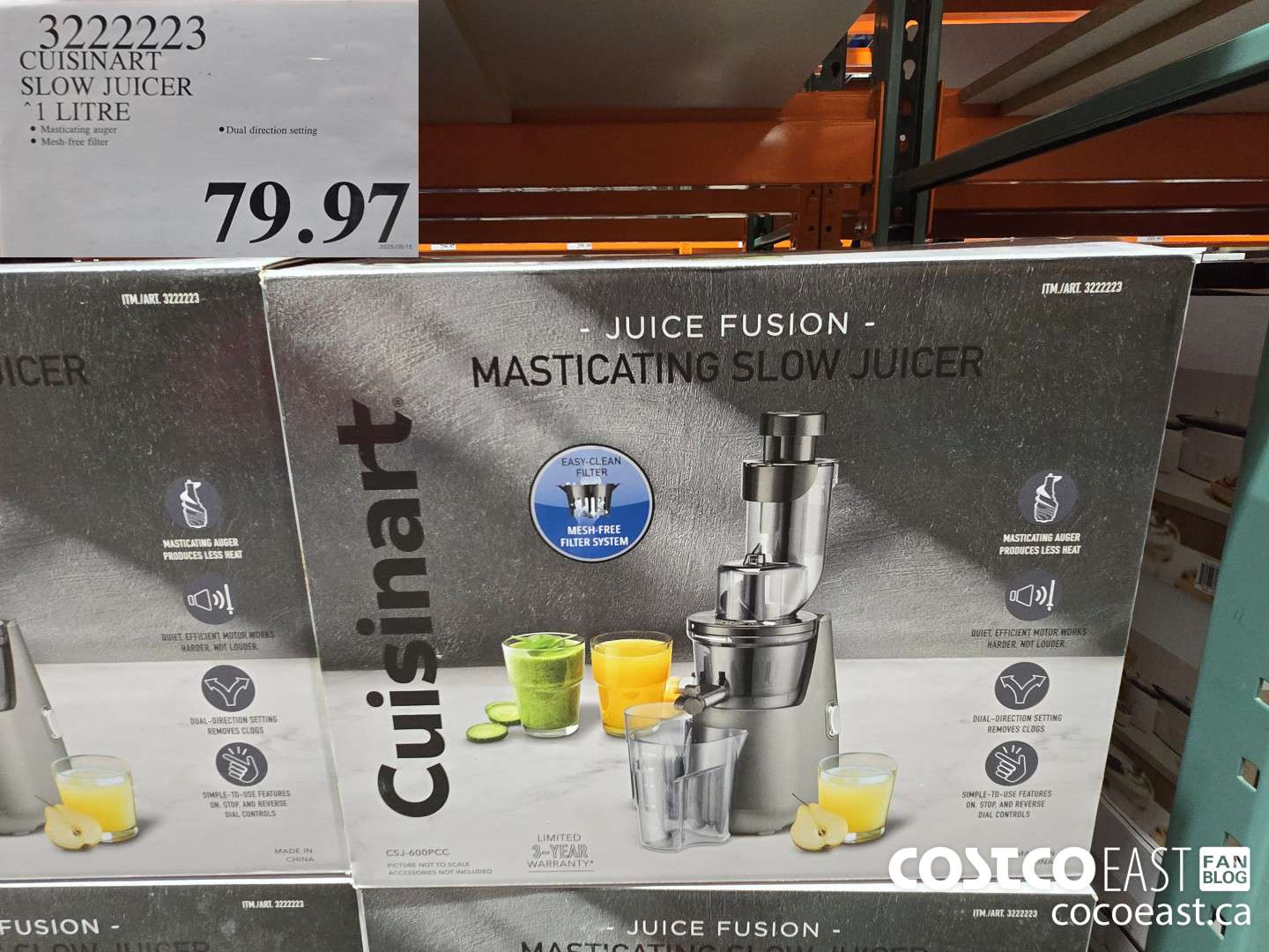 3222223 CUISINART SLOW JUICER 1 LITRE $79.97