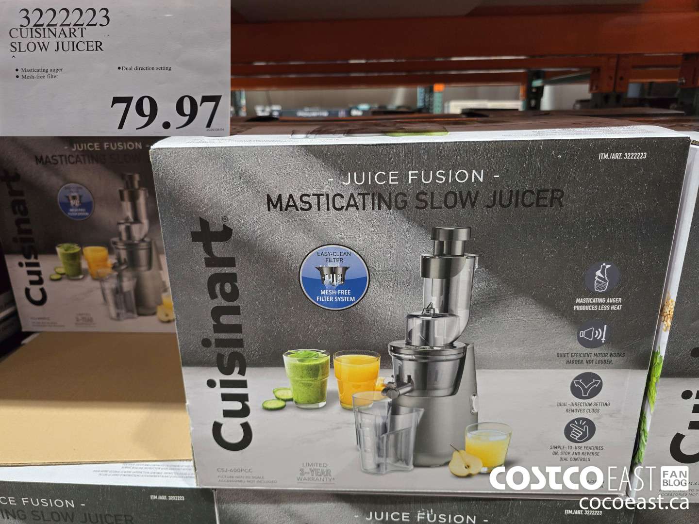 3222223 CUISINART SLOW JUICER $79.97