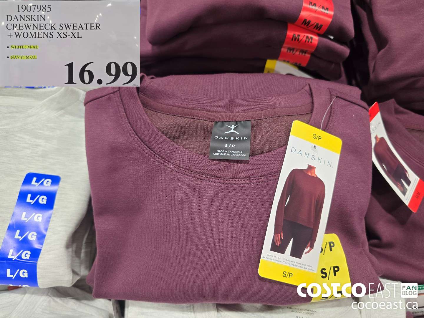 1907985 DANSKIN CREWNECK SWEATER +WOMENS XS-XL $16.99