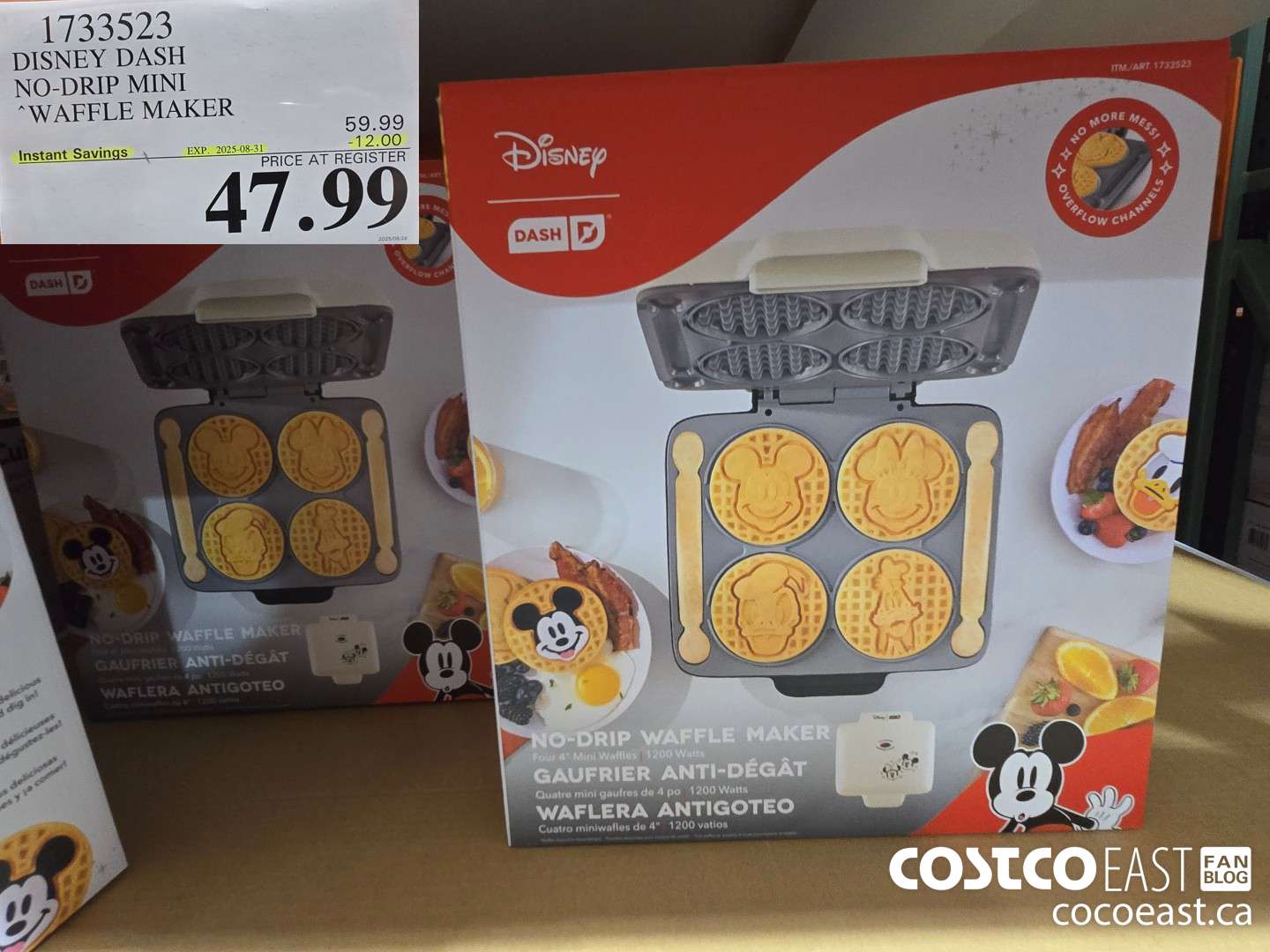 1733523 DASH DISNEY NO-DRIP MINI WAFFLE MAKER ($12.00 INSTANT SAVINGS EXPIRES ON 2025-08-31) $47.99