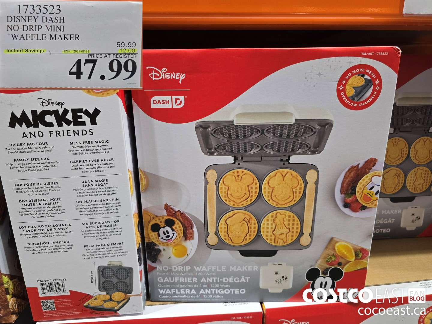 1733523 DASH DISNEY NO-DRIP MINI WAFFLE MAKER ($12.00 INSTANT SAVINGS EXPIRES ON 2025-08-31) $47.99