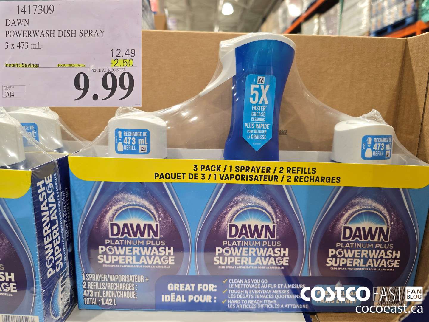 1417309 DAWN POWERWASH DISH SPRAY 3 X 473 mL ($2.50 INSTANT SAVINGS EXPIRES ON 2025-08-03) $9.99