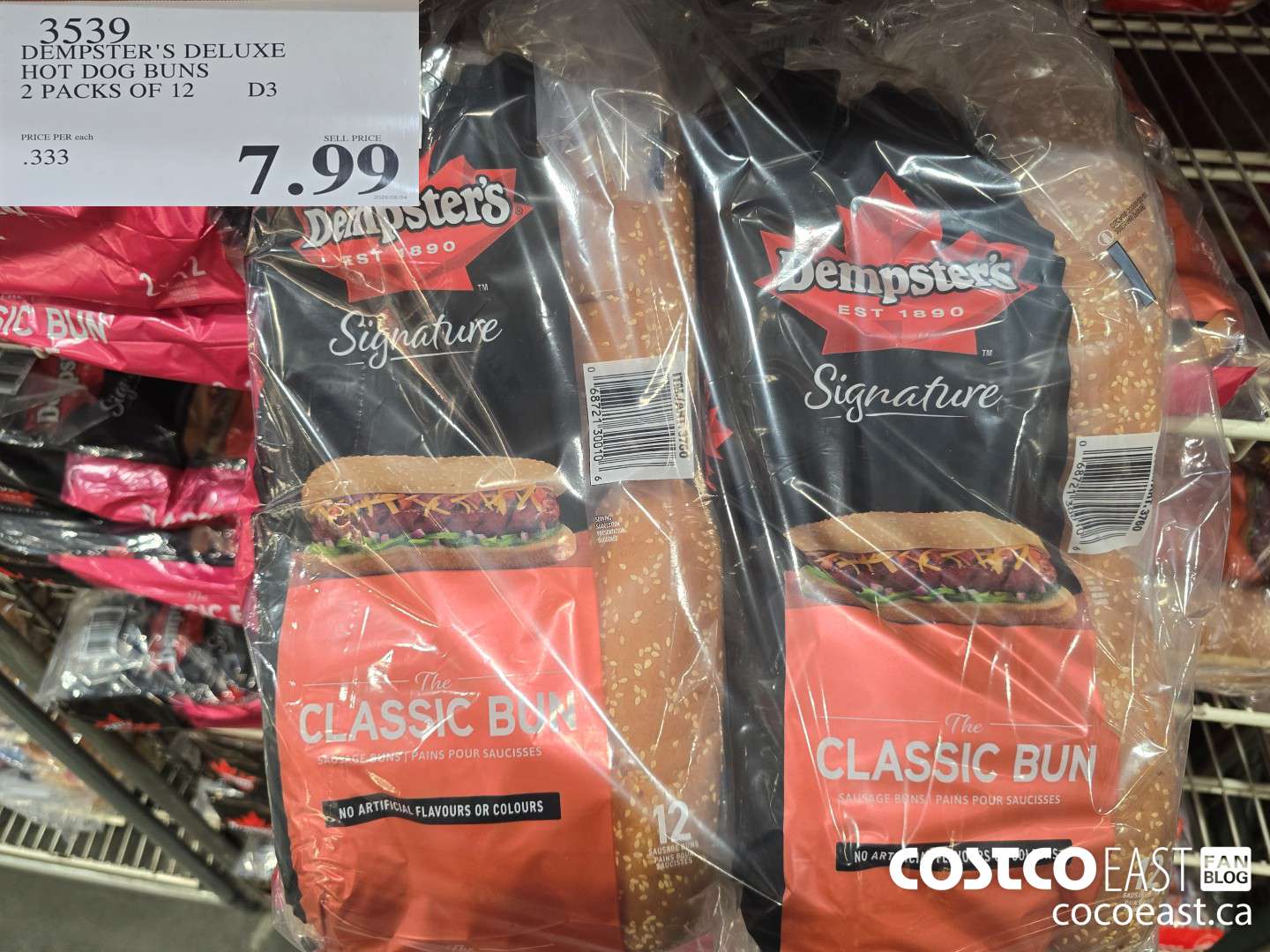 3539 DEMPSTER'S DELUXE HOT DOG BUNS 2 PACKS OF 12 $7.99