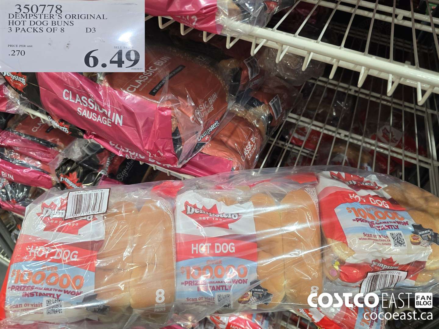 350778 DEMPSTER'S ORIGINAL HOT DOG BUNS 3 PACKS OF 8 $6.49