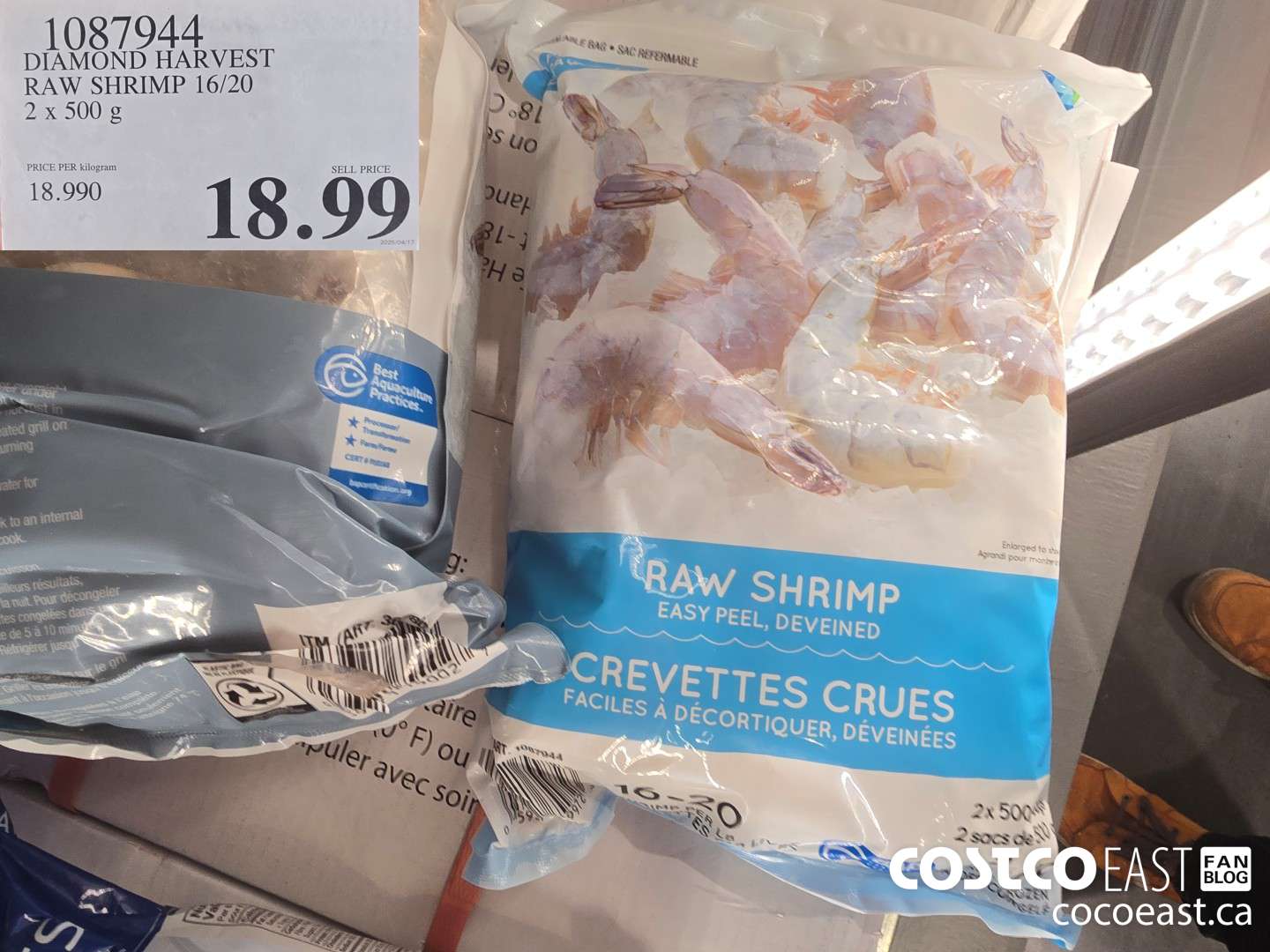 1087944 DIAMOND HARVEST RAW SHRIMP 16/20 2 x 500 g $18.99