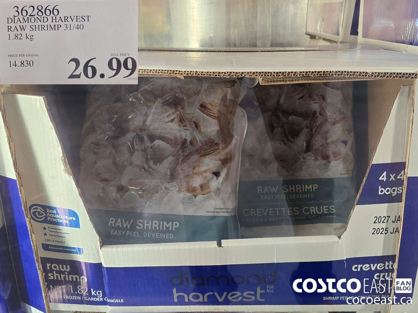 362866 DIAMOND HARVEST RAW SHRIMP 31/40 1.82 kg $26.99
