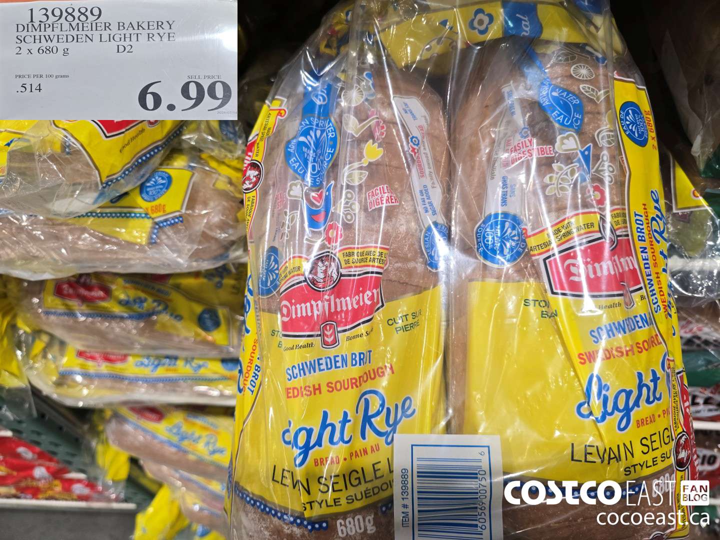 139889 DIMPFLMEIER BAKERY SCHWEDEN LIGHT RYE 2 X 680G $6.99