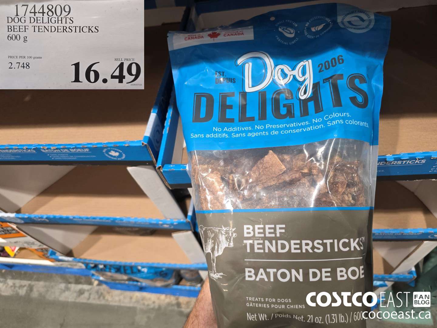 1744809 DOG DELIGHTS BEEF TENDERSTICKS 600 G $16.49