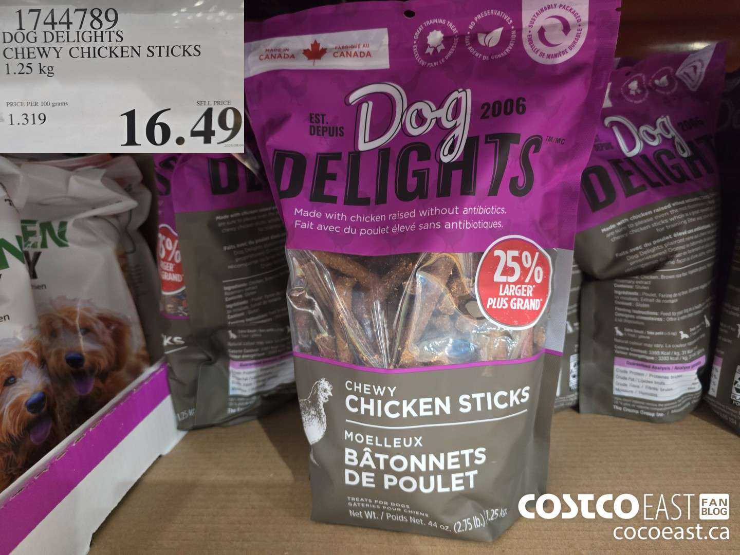 1744789 DOG DELIGHTS CHEWY CHICKEN STICKS 1.25 KG $16.49