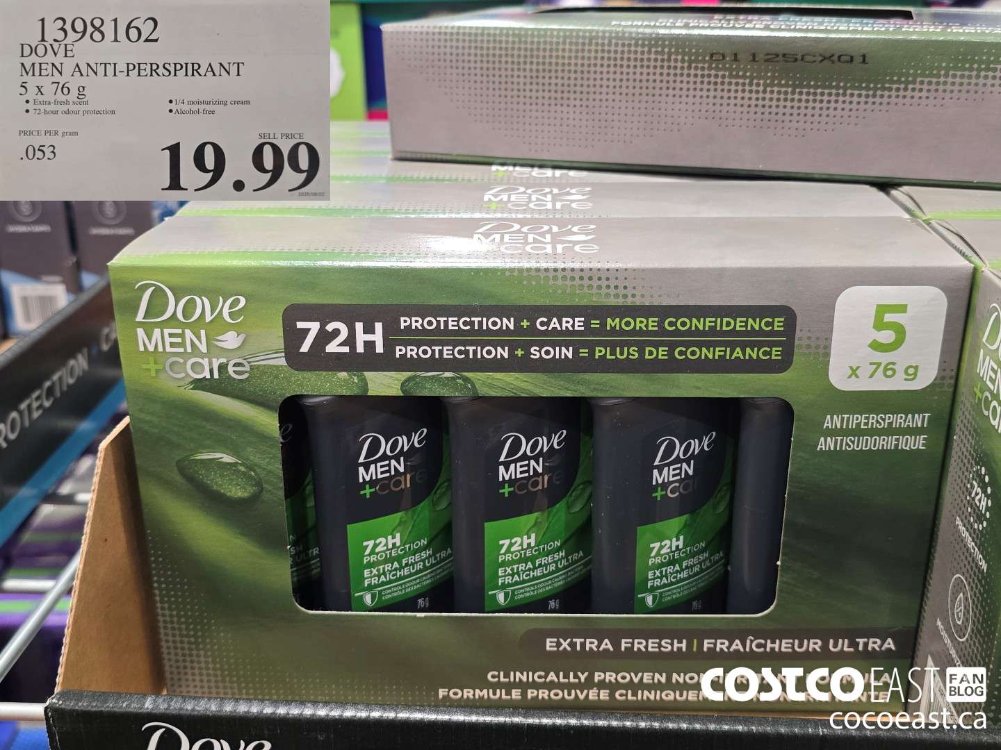 1398162 DOVE MEN ANTI-PERSPIRANT 5 x 76 g $19.99