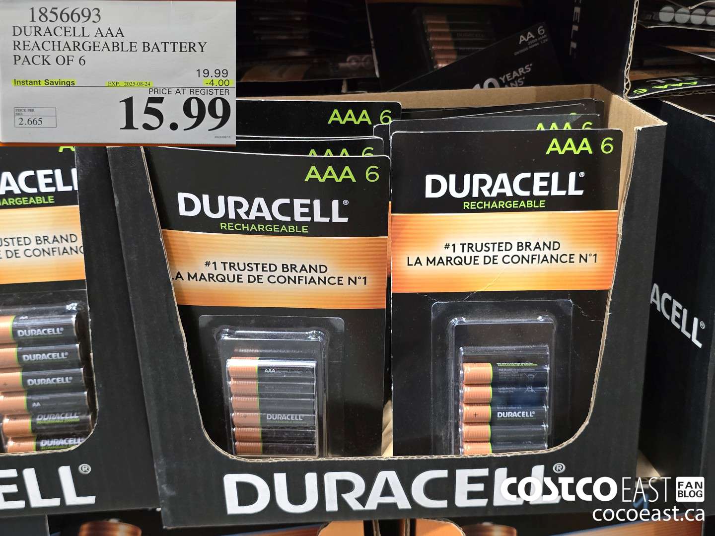1856693 DURACELL AAA RECHARGEABLE BATTERY PACK OF 6 ($4.00 INSTANT SAVINGS EXPIRES ON 2025-08-24) $15.99