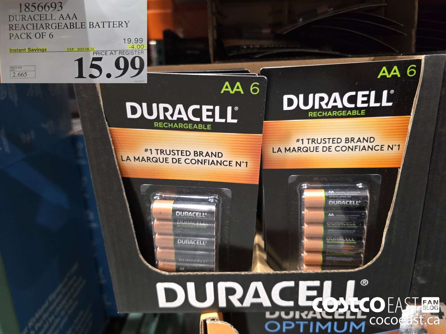 1856693 DURACELL AAA RECHARGEABLE BATTERY PACK OF 6 ($4.00 INSTANT SAVINGS EXPIRES ON 2025-08-24) $15.99
