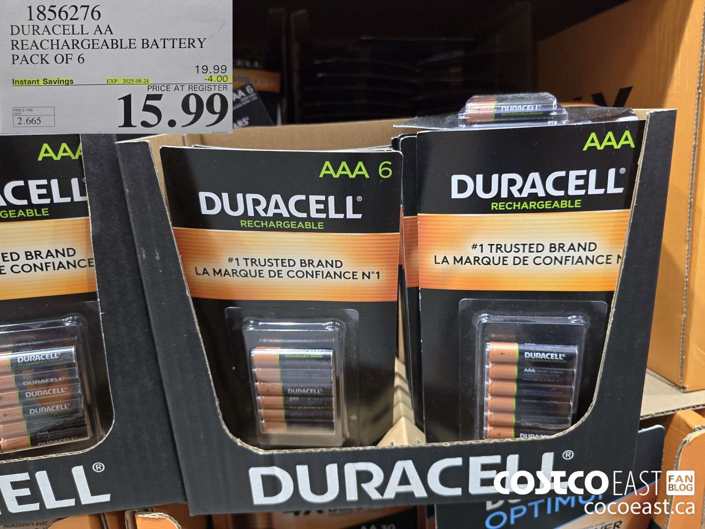 1856276 DURACELL AA RECHARGEABLE BATTERY PACK OF 6 ($4.00 INSTANT SAVINGS EXPIRES ON 2025-08-24) $15.99