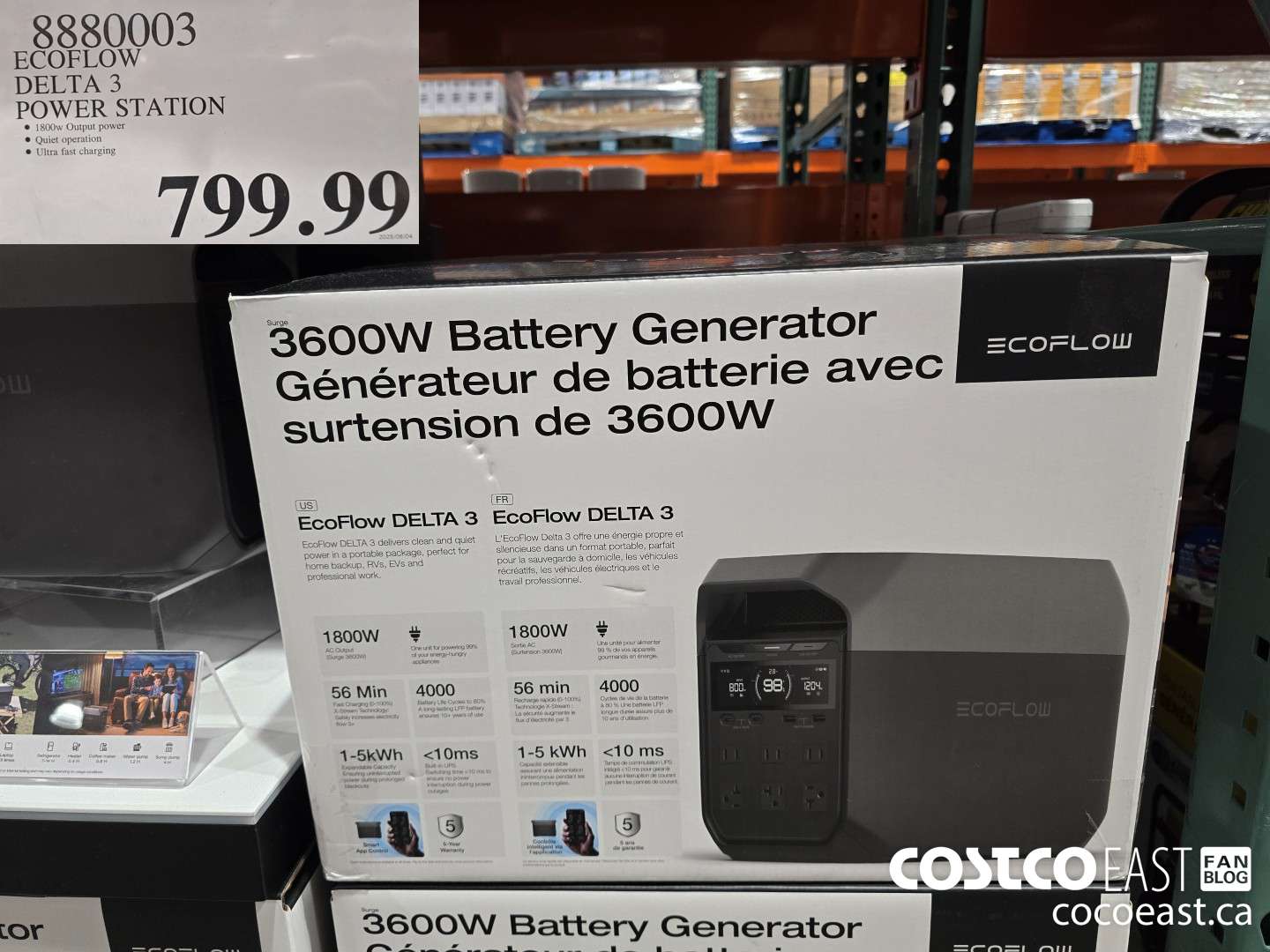 8880003 ECOFLOW DELTA 3 POWER STATION $799.99