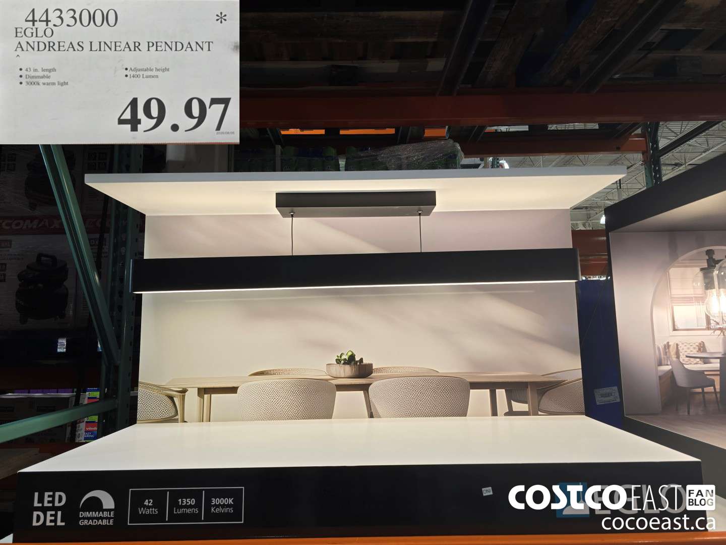 4433000 EGLO ANDREAS LINEAR PENDANT $49.97