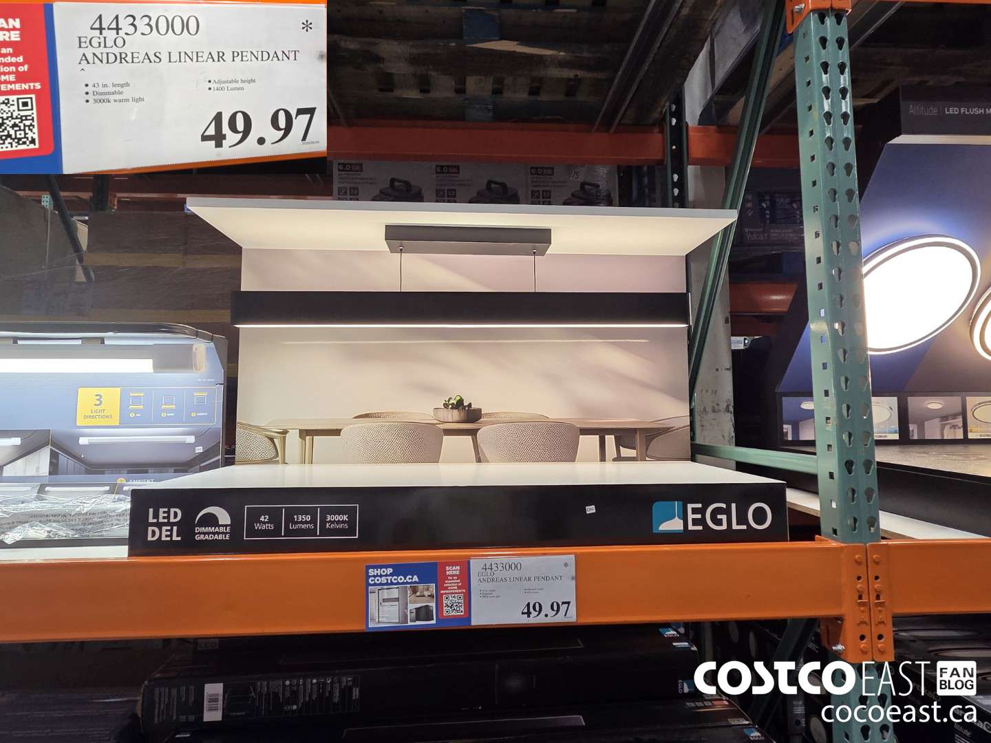 4433000 EGLO ANDREAS LINEAR PENDANT ($16.00 INSTANT SAVINGS) $49.97