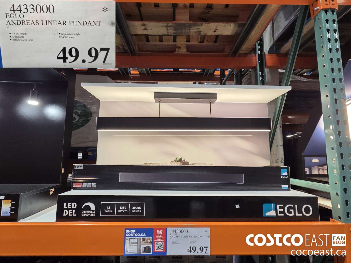 4433000 EGLO ANDREAS LINEAR PENDANT ($16.00 INSTANT SAVINGS) $49.97