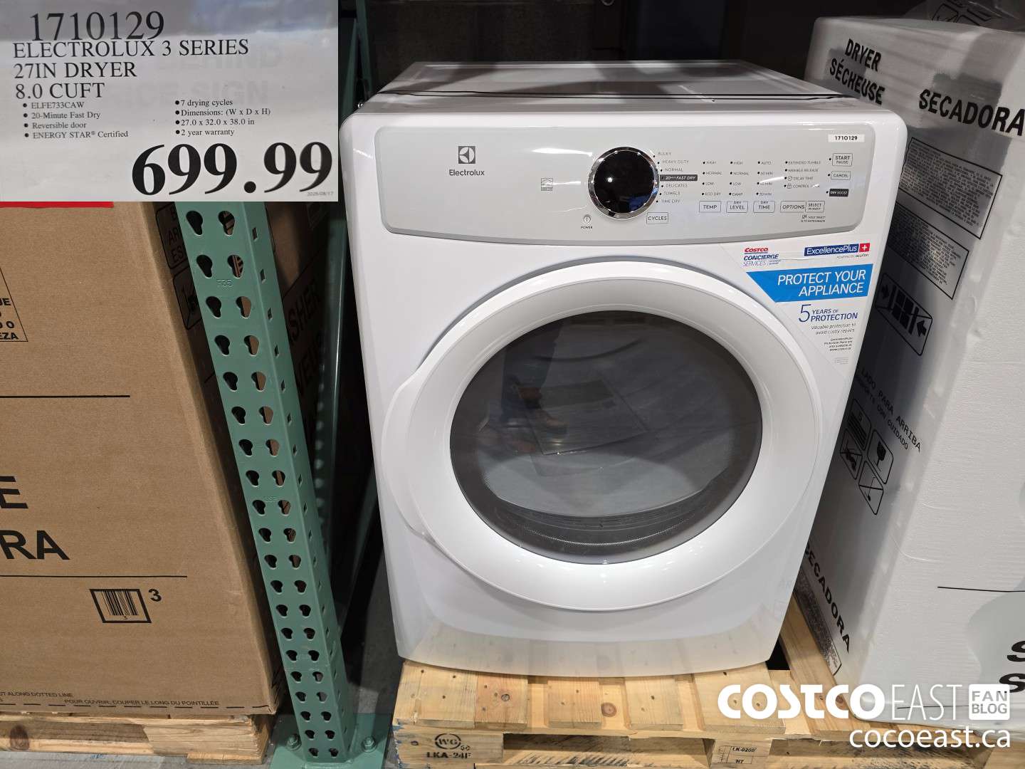 1710129 ELECTROLUX 3 SERIES 27 IN DRYER 8.0 CUFT $699.99