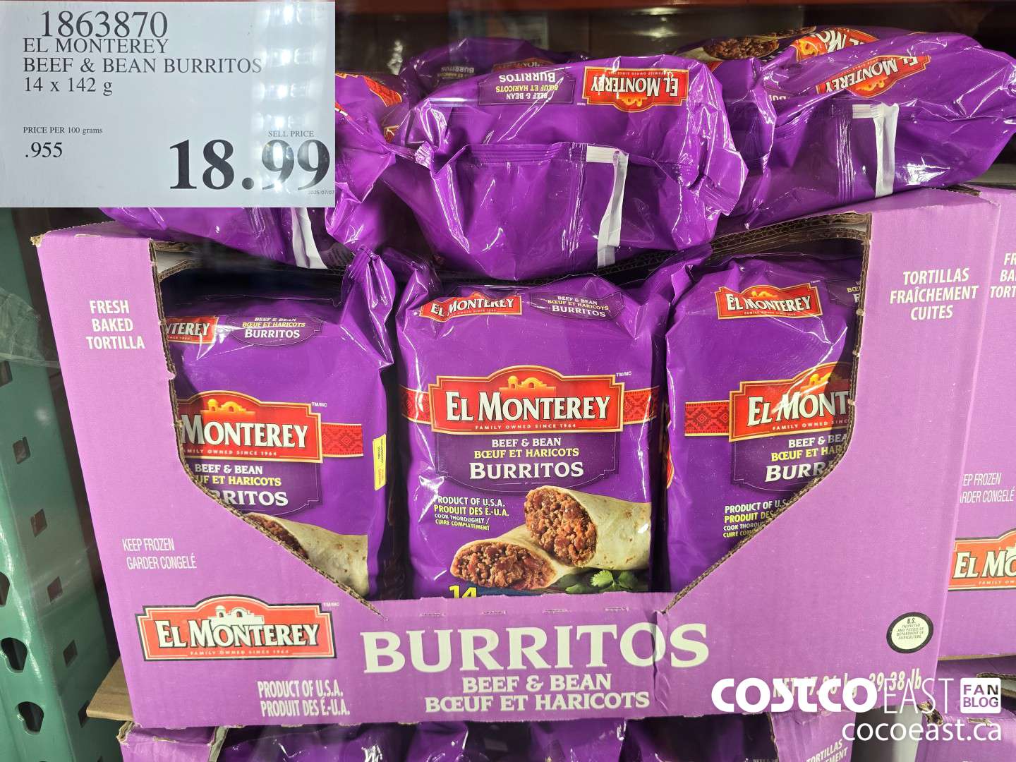 1863870 EL MONTEREY BEEF & BEAN BURRITOS 14x 142 g $18.99