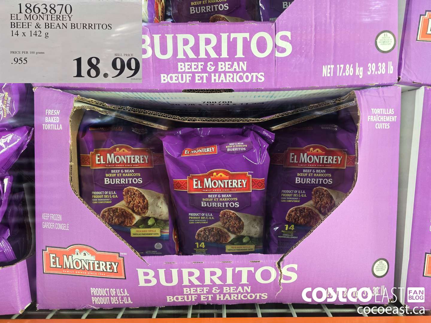 1863870 EL MONTEREY BEEF & BEAN BURRITOS 14x 142 g $18.99