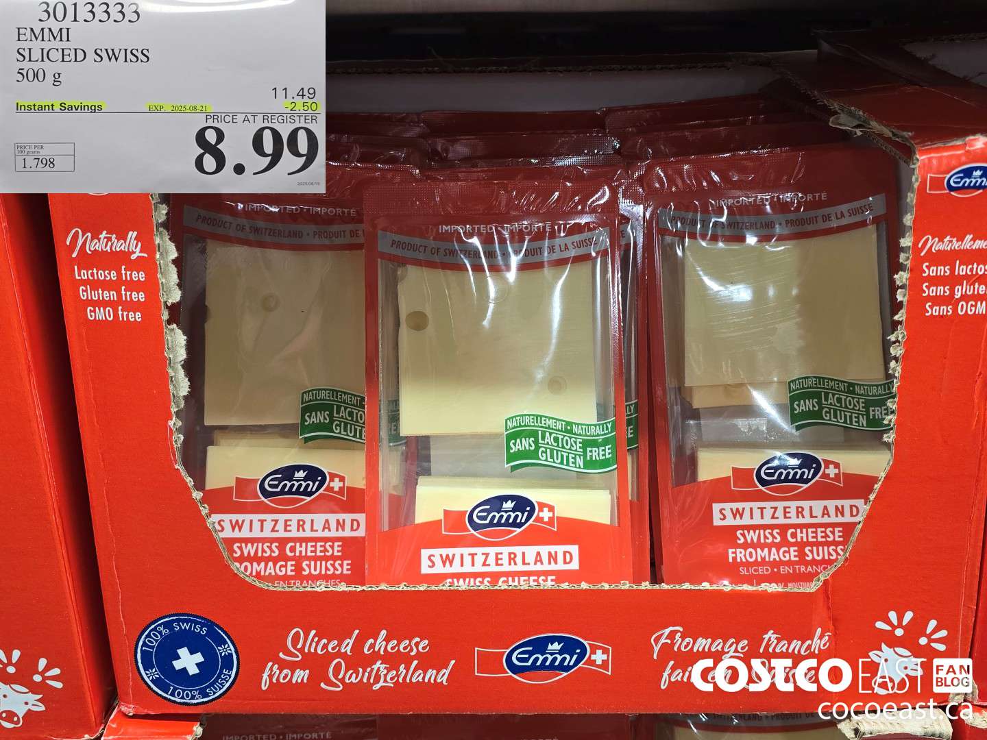 3013333 EMMI SLICED SWISS 500G ($2.50 INSTANT SAVINGS EXPIRES ON 2025-08-17) $8.99