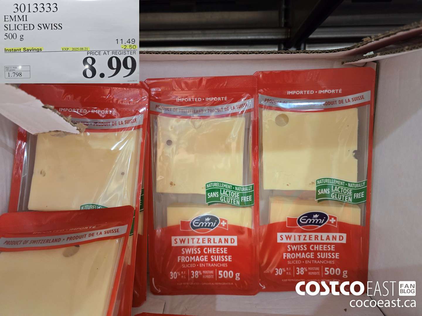 3013333 EMMI SLICED SWISS 500G ($2.50 INSTANT SAVINGS EXPIRES ON 2025-08-21) $8.99