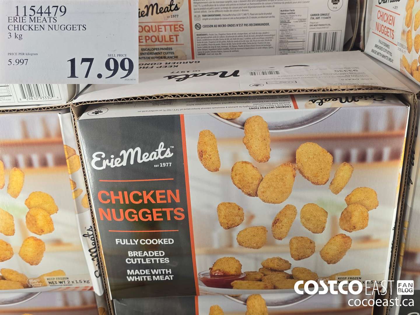 1154479 ERIE MEATS CHICKEN NUGGETS 3 kg $17.99