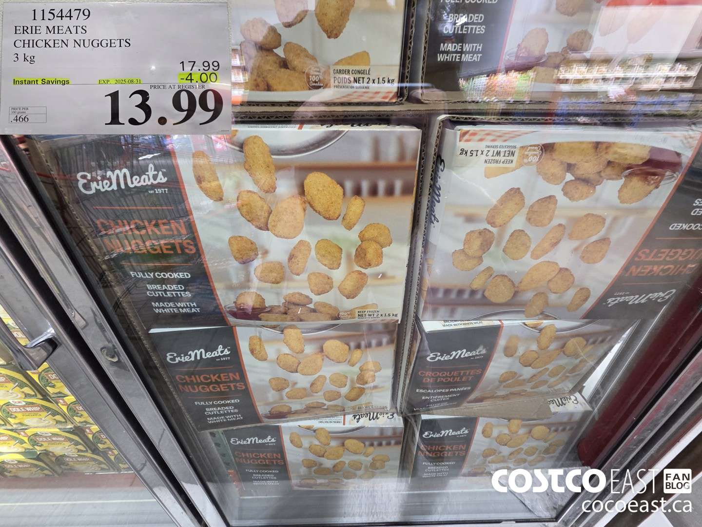 1154479 ERIE MEATS CHICKEN NUGGETS 3 kg ($4.00 INSTANT SAVINGS EXPIRES ON 2025-08-31) $13.99