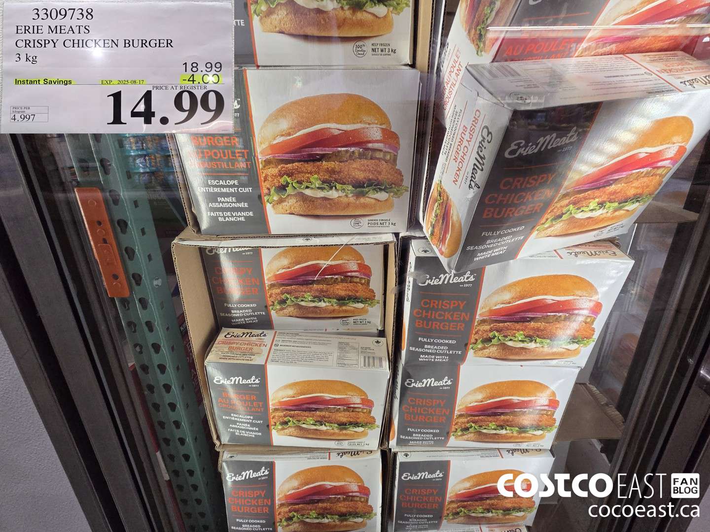 3309738 ERIE MEATS CRISPY CHICKEN BURGER 3 kg ($4.00 INSTANT SAVINGS EXPIRES ON 2025-08-17) $14.99