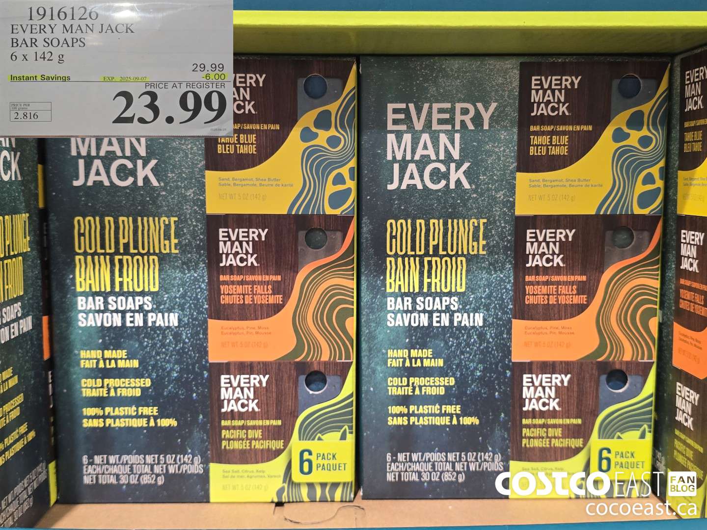 1916126 EVERY MAN JACK BAR SOAPS 6x 142 g ($6.00 INSTANT SAVINGS EXPIRES ON 2025-09-07) $23.99