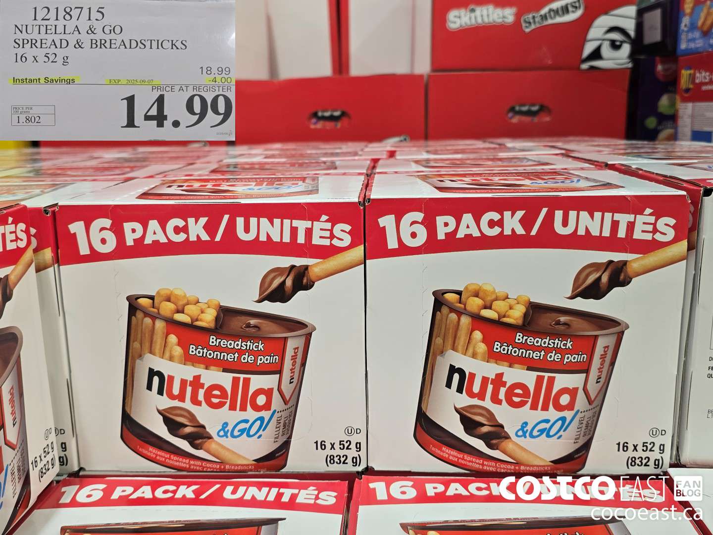 1218715 FERRERO NUTELLA & GO 16 x 52g ($4.00 INSTANT SAVINGS EXPIRES ON 2025-09-07) $14.99