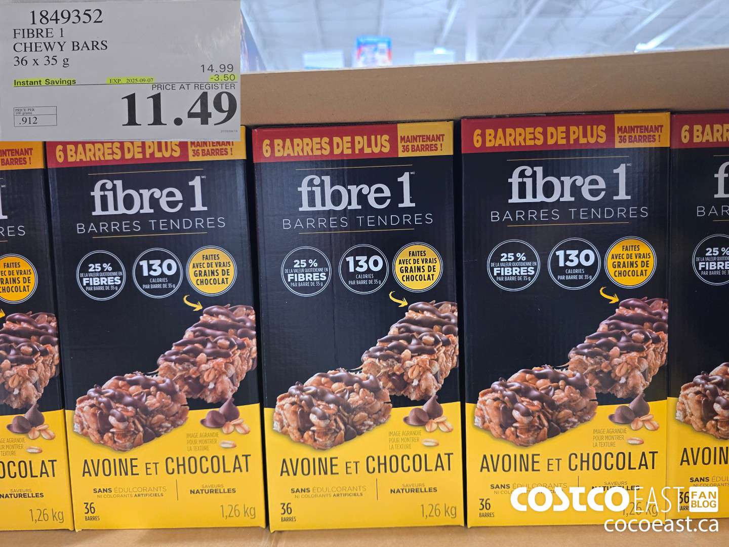 1849352 FIBRE 1 CHEWY BARS 36 x 35 g ($3.50 INSTANT SAVINGS EXPIRES ON 2025-09-07) $11.49