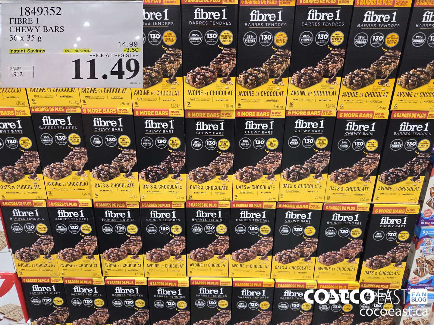 1849352 FIBRE 1 CHEWY BARS 36 x 35 g ($3.50 INSTANT SAVINGS EXPIRES ON 2025-09-07) $11.49