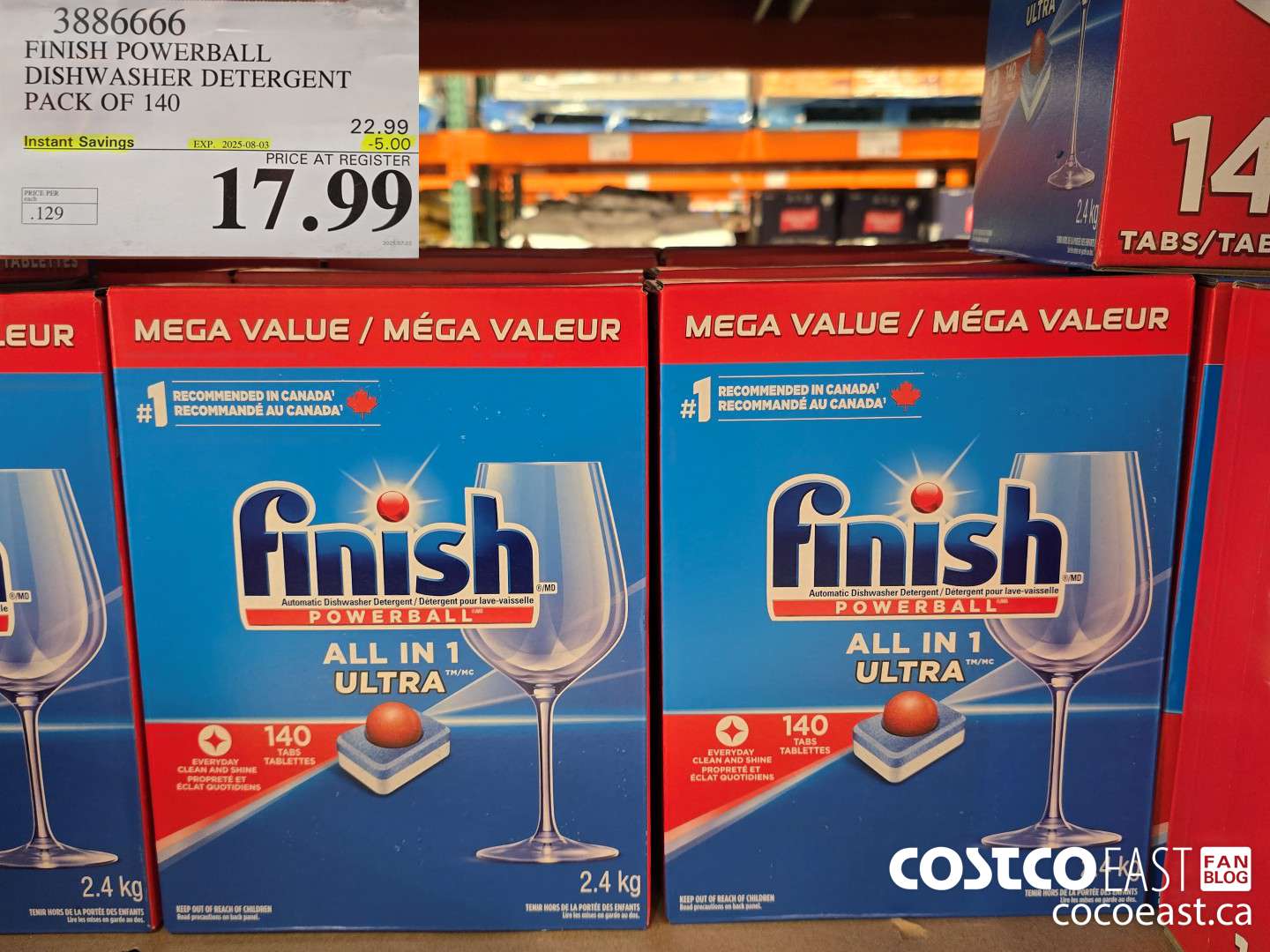 3886666 FINISH POWERBALL DISHWASHER DETERGENT PACK OF 140 ($5.00 INSTANT SAVINGS EXPIRES ON 2025-08-03) $17.99