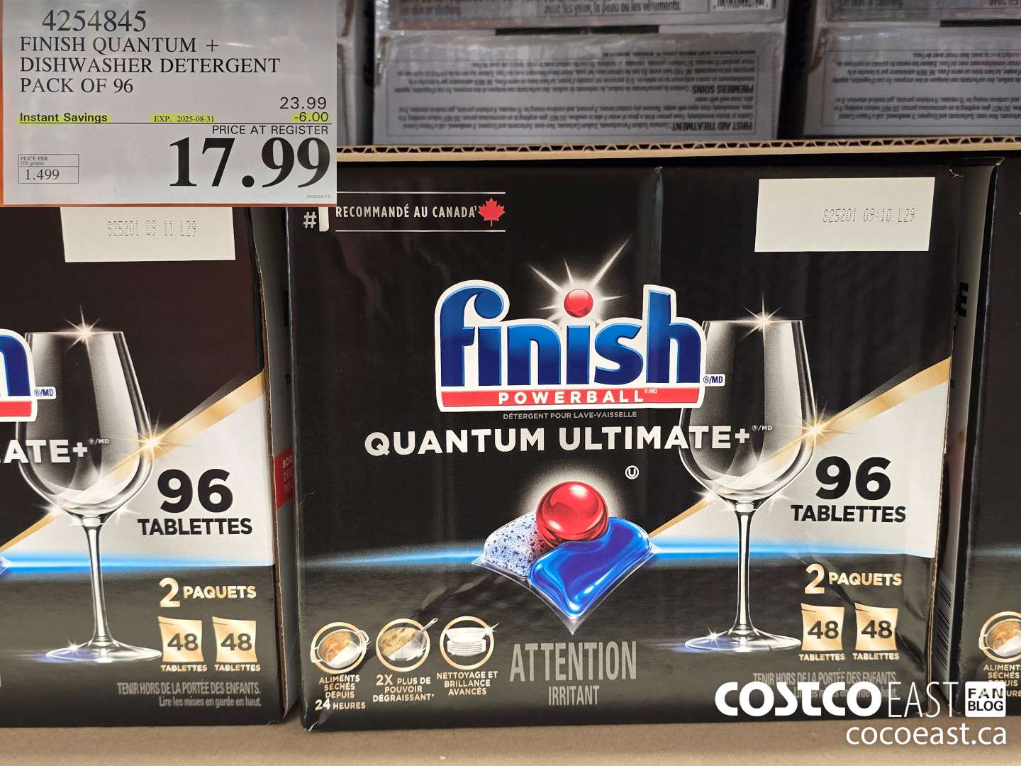 4254845 FINISH QUANTUM + DISHWASHER DETERGENT PACK OF 96 ($6.00 INSTANT SAVINGS EXPIRES ON 2025-08-31) $17.99