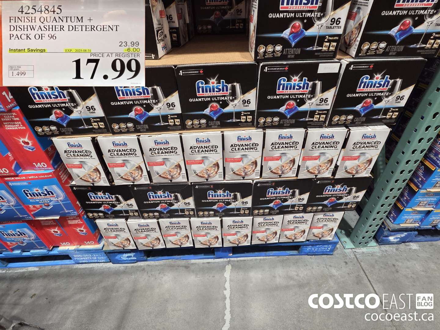 4254845 FINISH QUANTUM + DISHWASHER DETERGENT PACK OF 96 ($6.00 INSTANT SAVINGS EXPIRES ON 2025-08-31) $17.99