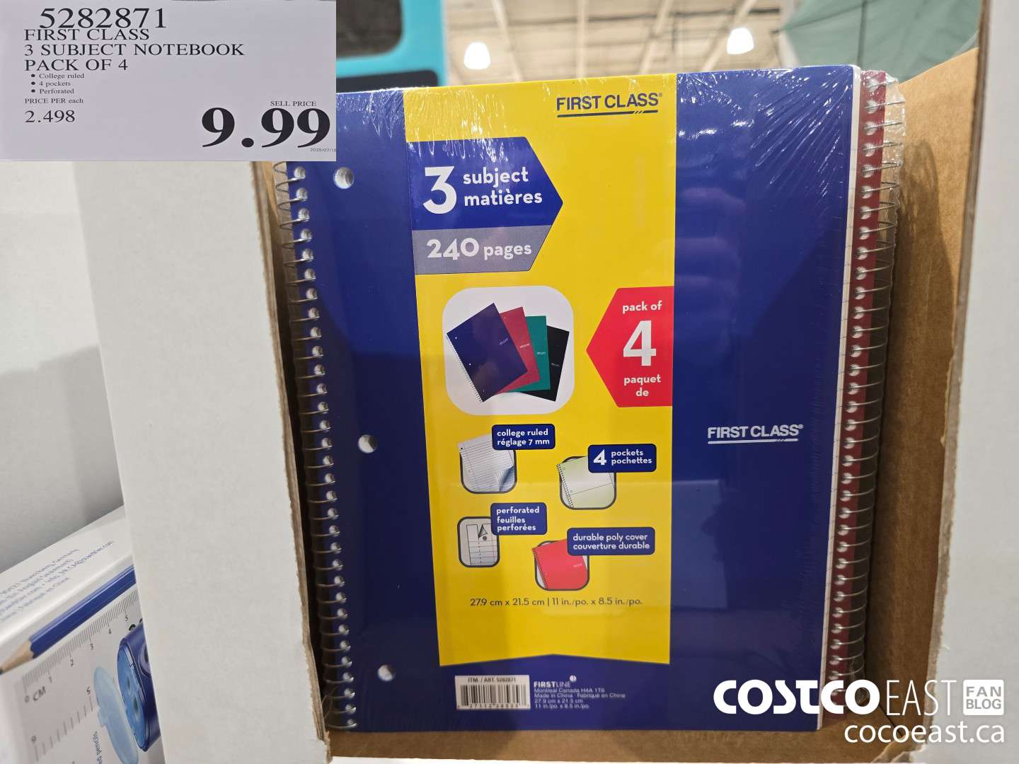 5282871 FIRST CLASS 3 SUBJECT NOTEBOOK PACK OF 4 $9.99