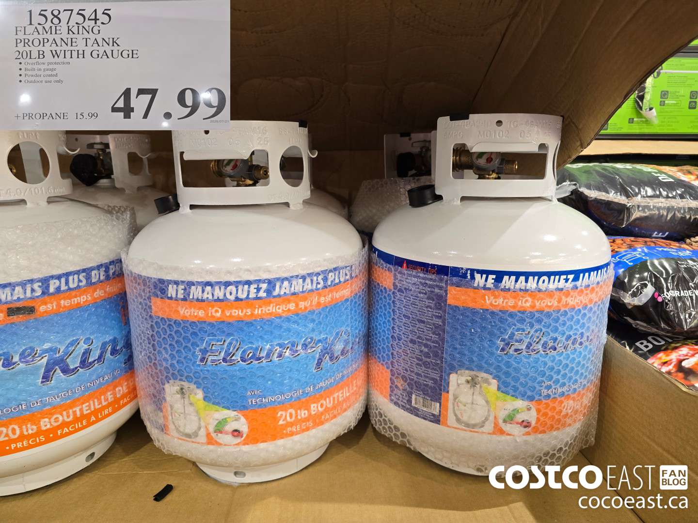 1587545 FLAME KING PROPANE TANK 20LB WITH GAUGE $47.99