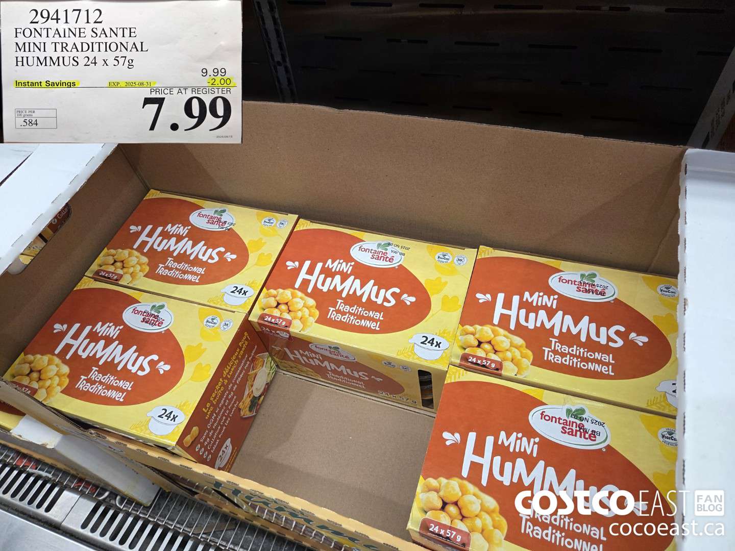 2941712 FONTAINE SANTE MINI TRADITIONAL HUMMUS 24 x 57g ($2.00 INSTANT SAVINGS EXPIRES ON 2025-08-31) $7.99