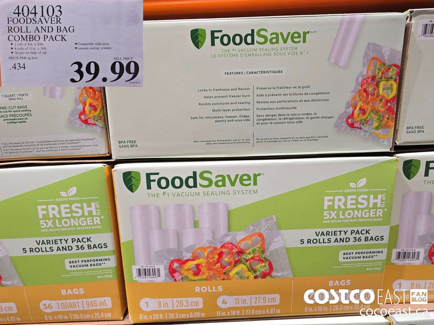 404103 FOODSAVER ROLLS AND BAG COMBO PACK $39.99