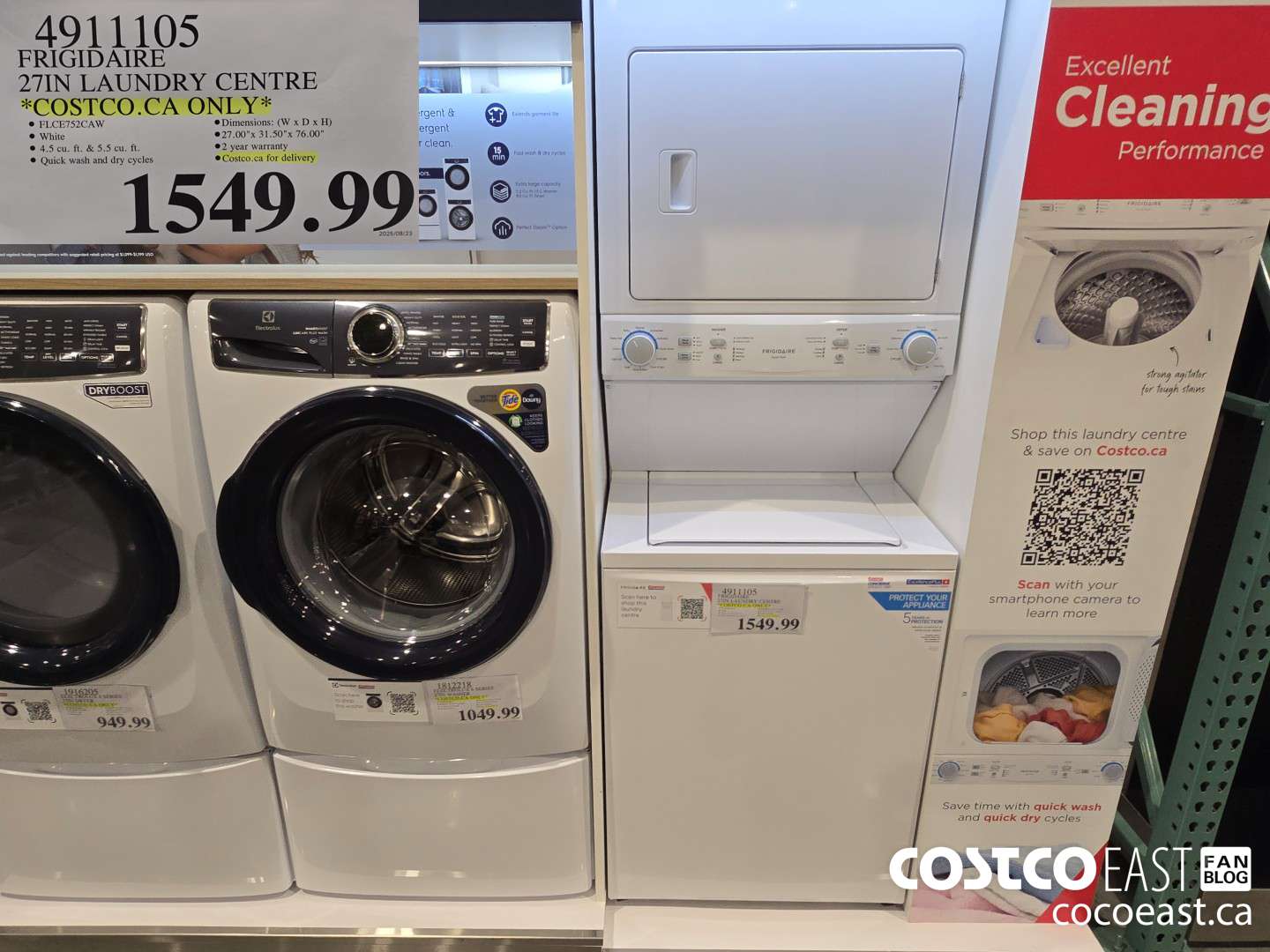 4911105 FRIGIDAIRE 27IN LAUNDRY CENTRE *COSTCO.CA ONLY* $1549.99