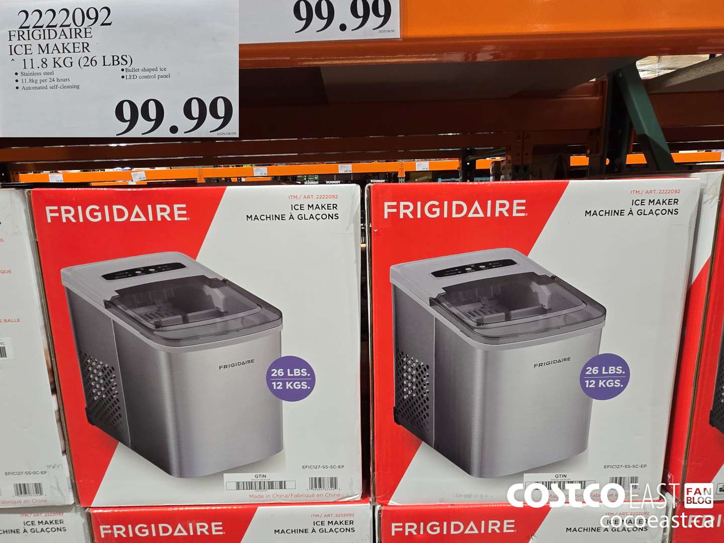 2222092 FRIGIDAIRE ICE MAKER 11.8 KG 26 LBS $99.99