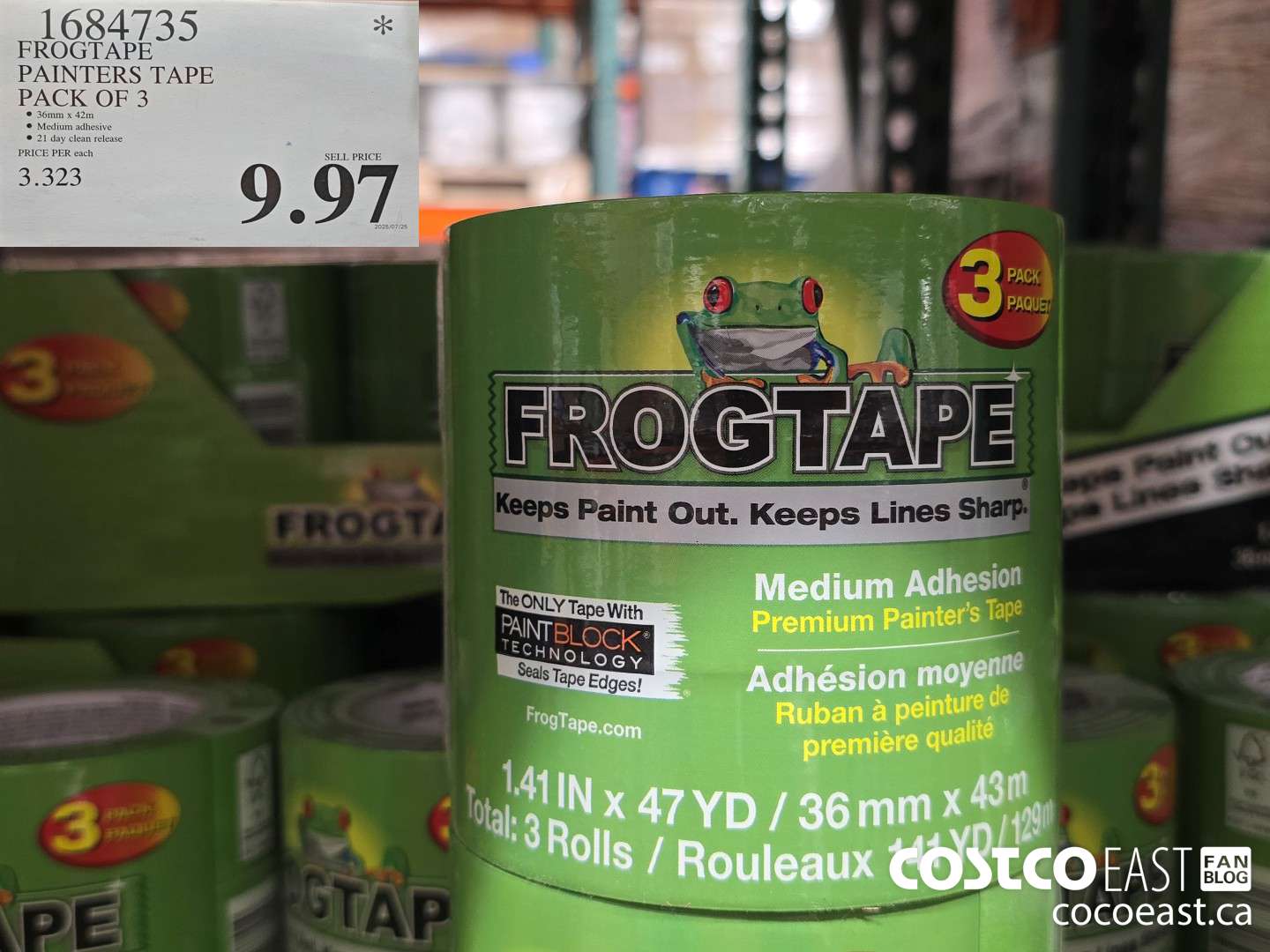 1684735 FROGTAPE PAINTERS TAPE PACK OF 3 $9.97