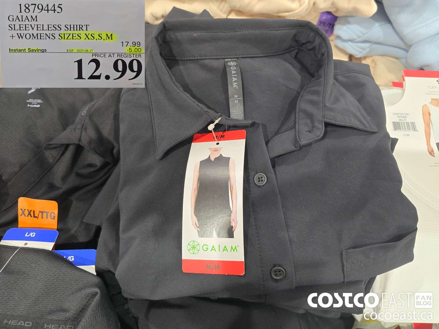 1879445 GAIAM SLEEVELESS SHIRT +WOMENS SIZES XS-XL ($5.00 INSTANT SAVINGS EXPIRES ON 2025-08-17) $12.99