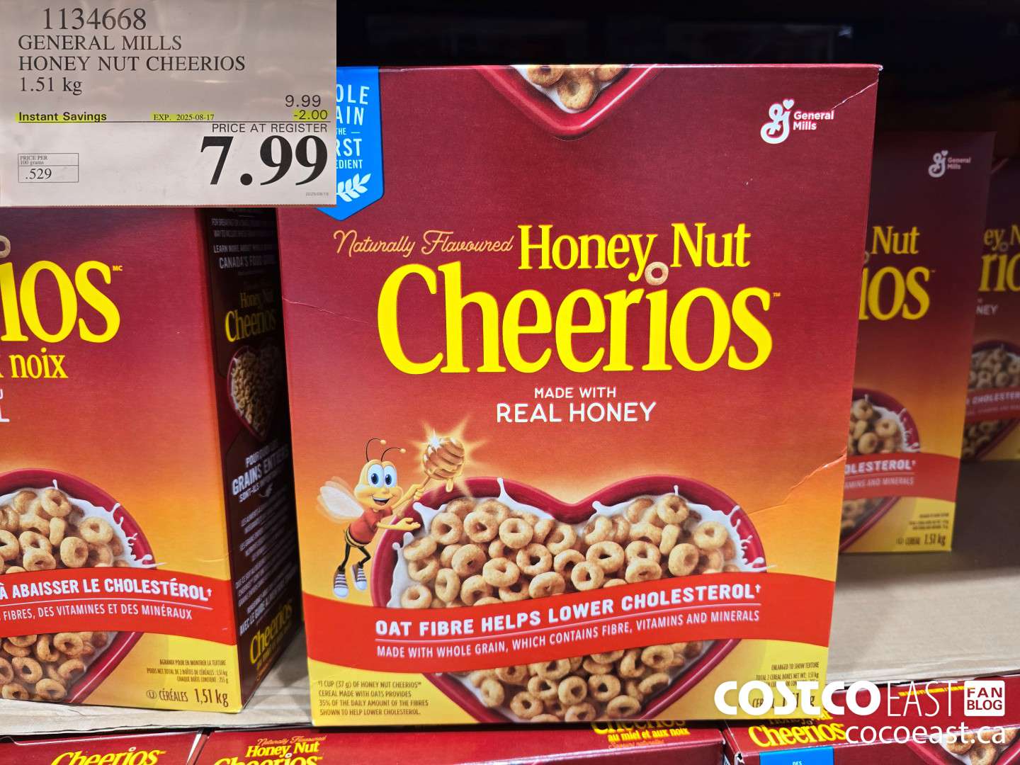 1134668 GENERAL MILLS HONEY NUT CHEERIOS 1.51 kg ($2.00 INSTANT SAVINGS EXPIRES ON 2025-08-17) $7.99