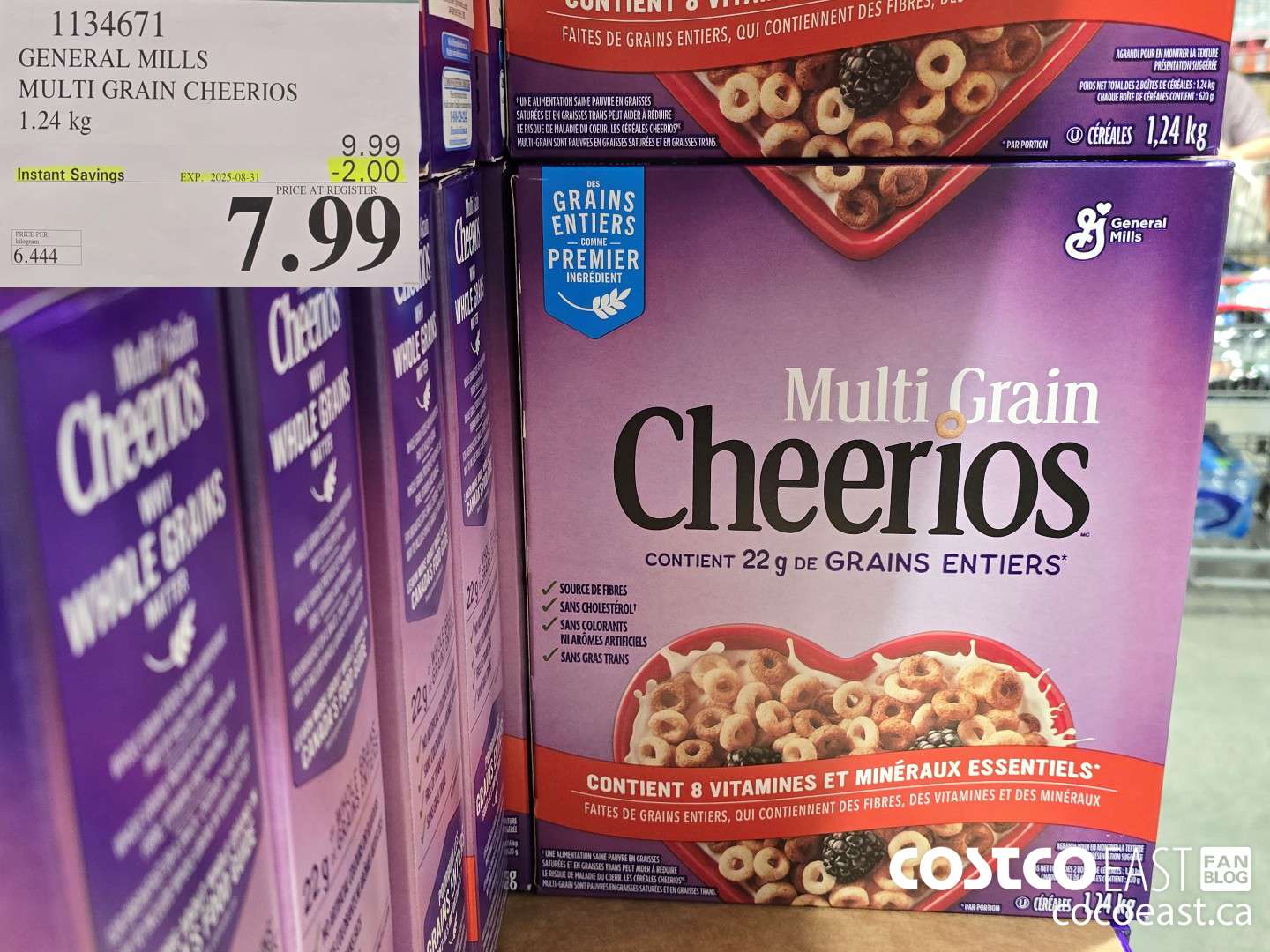 1134671 GENERAL MILLS MULTI-GRAIN CHEERIOS 1.24 KG ($2.00 INSTANT SAVINGS EXPIRES ON 2025-08-31) $7.99