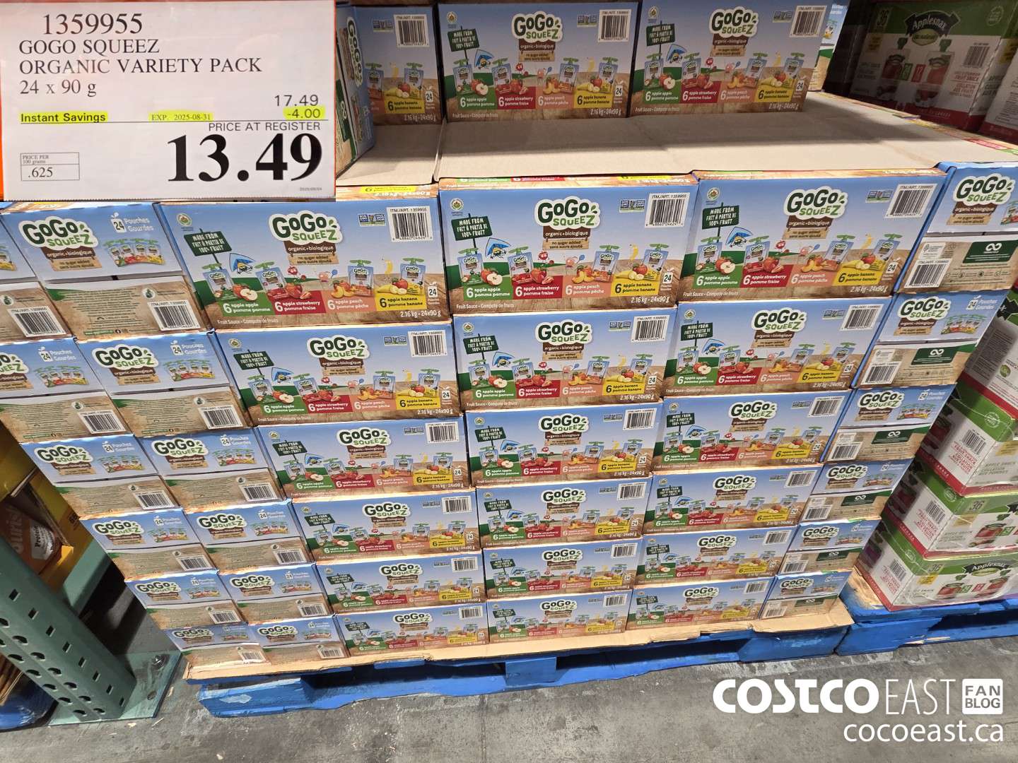 1359955 GOGO SQUEEZ ORGANIC VARIETY PACK 24 x 90 g ($4.00 INSTANT SAVINGS EXPIRES ON 2025-08-31) $13.49