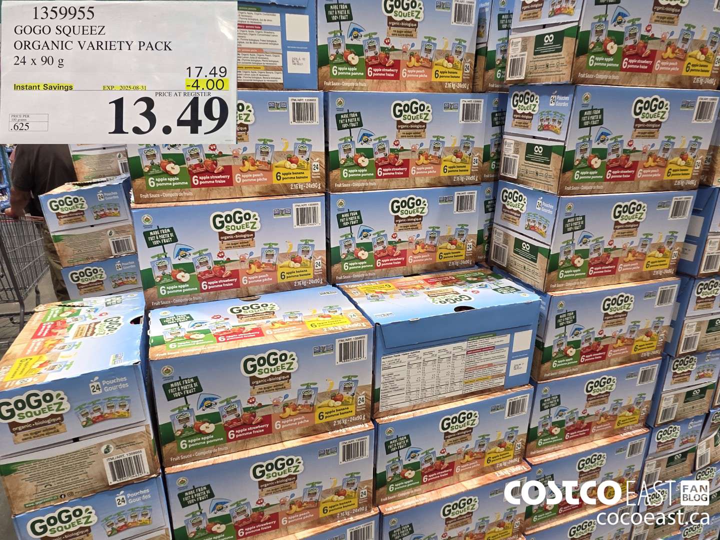 1359955 GOGO SQUEEZ ORGANIC VARIETY PACK 24 x 90 g ($4.00 INSTANT SAVINGS EXPIRES ON 2025-08-31) $13.49