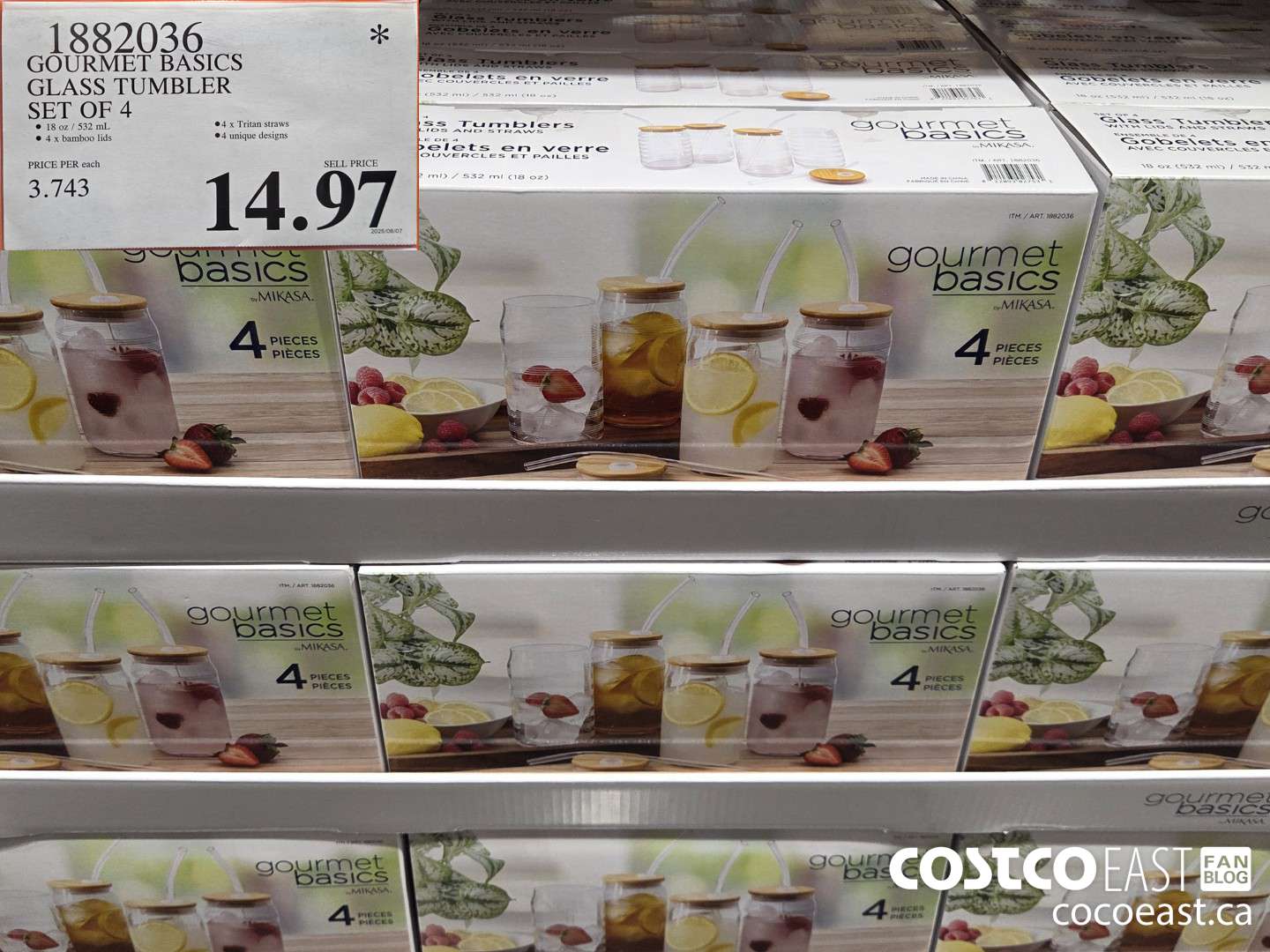 1882036 GOURMET BASICS GLASS TUMBLER SET OF 4 ($5.00 INSTANT SAVINGS) $14.97