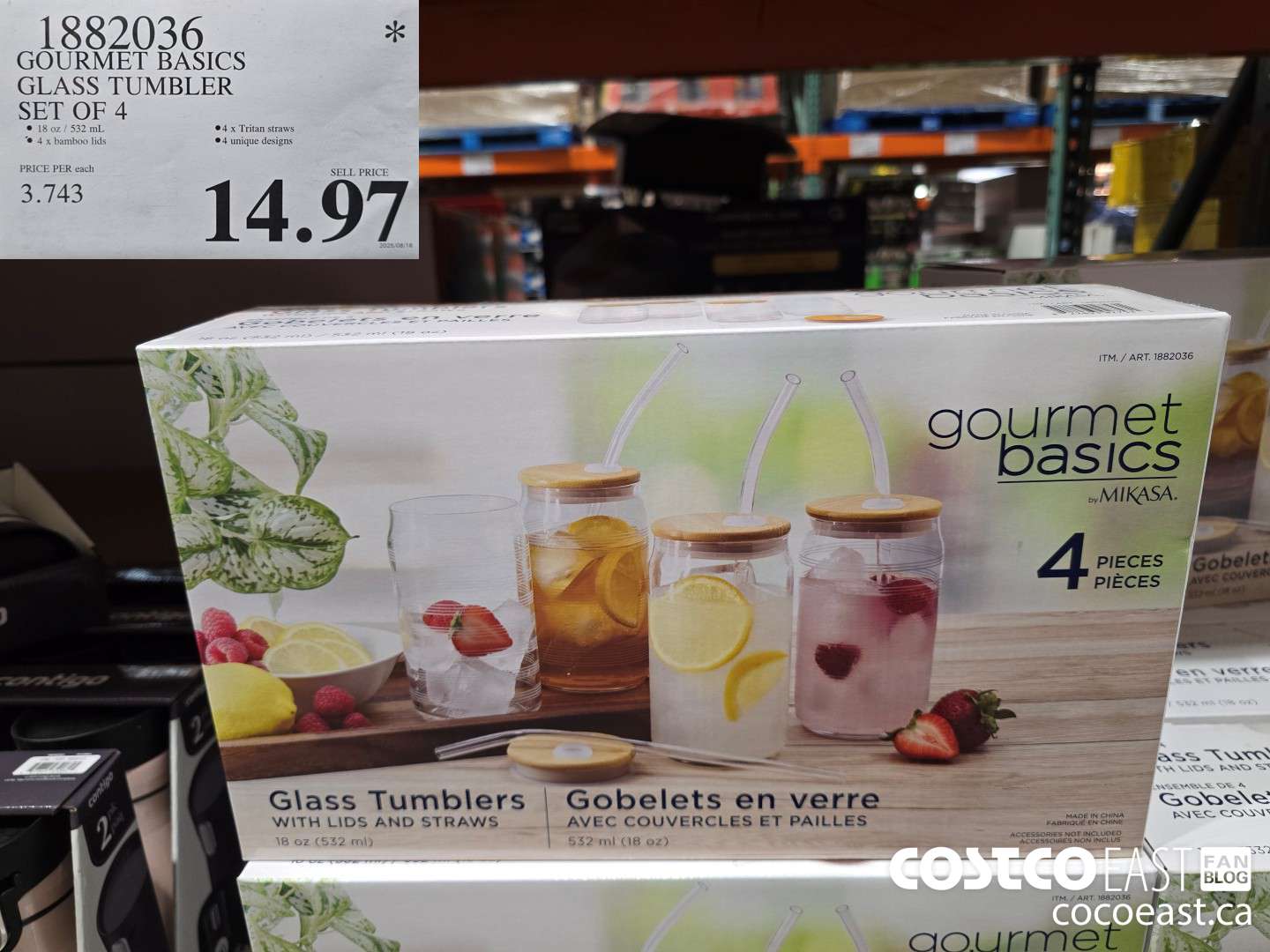 1882036 GOURMET BASICS GLASS TUMBLER SET OF 4 $14.97